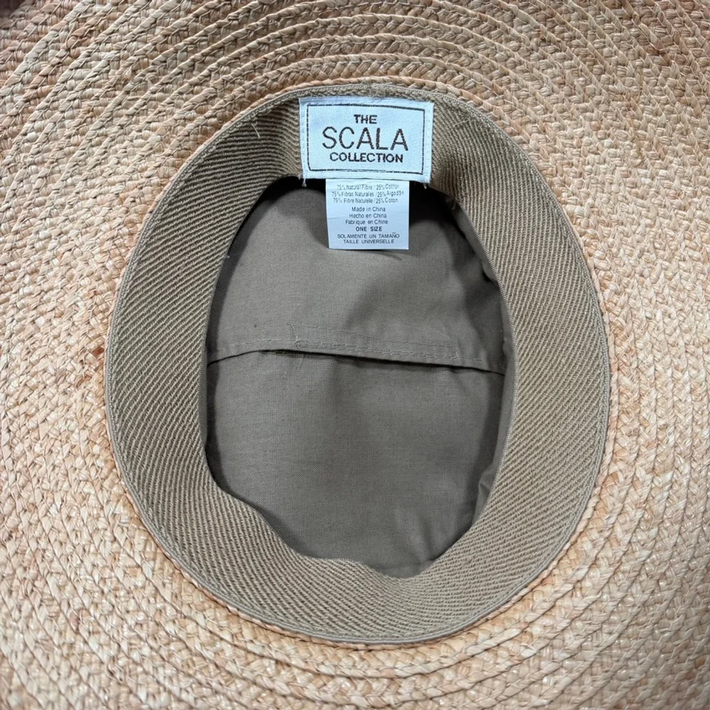 Scala Collection Wide Brim Sun Hat Olive Packable Drawstring Tie One Size OS